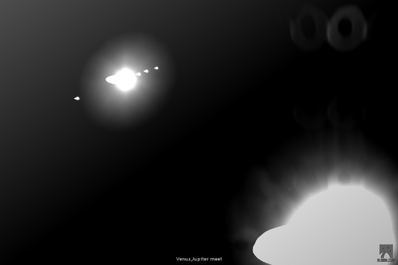 Venus_Jupiter meet (9h 35m 40s Dec. +15° 07' 42)_Chile 1 High Mag  Jun 30th, 2015 225440 UTC.png